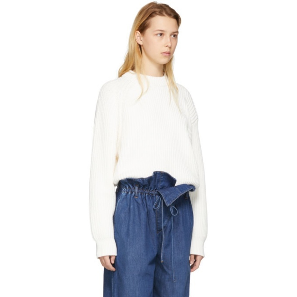 Acne Studios Penina Chunky Sweater/ Small / White/ Asymmetric